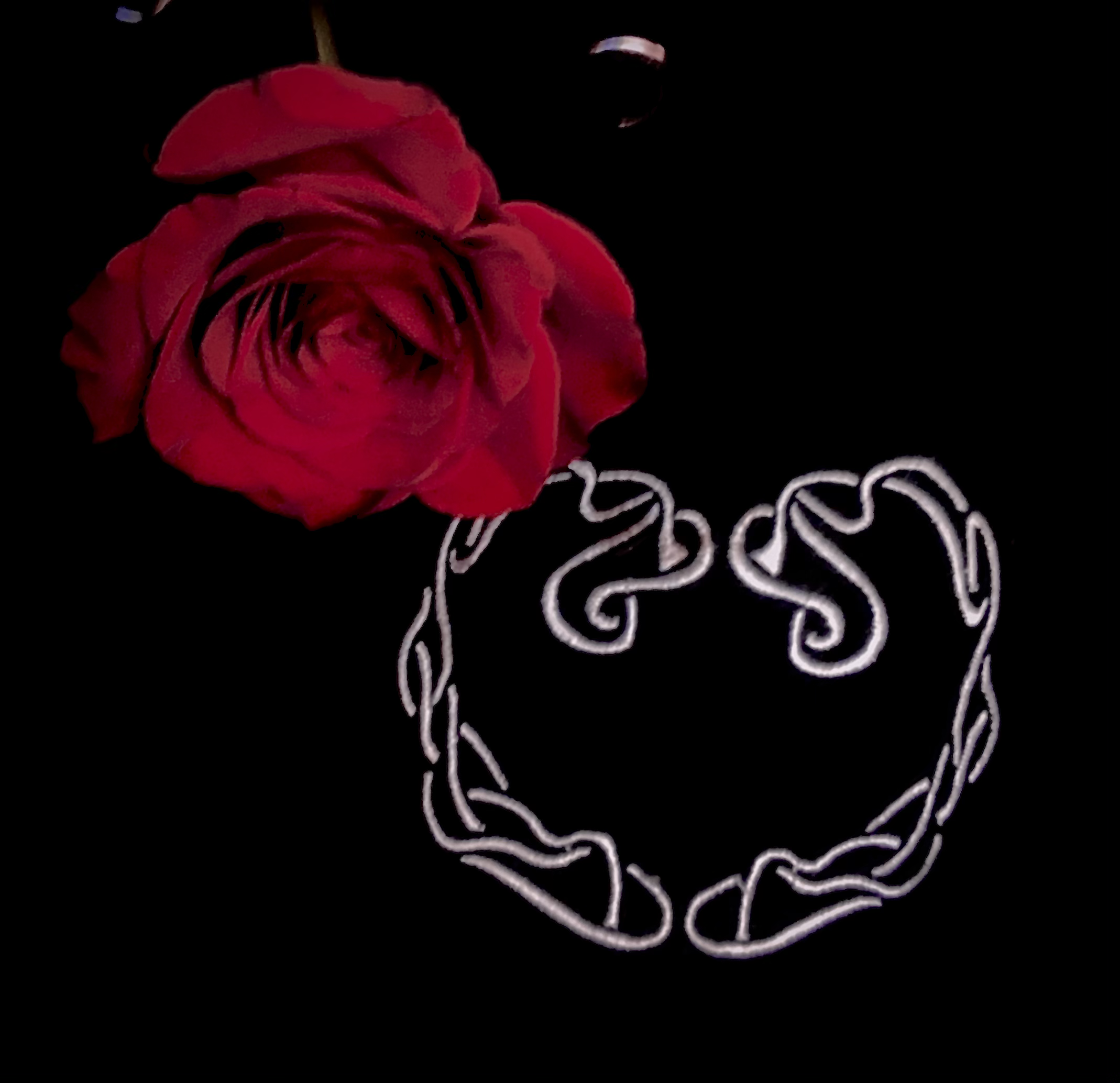 Flower on heart sweater