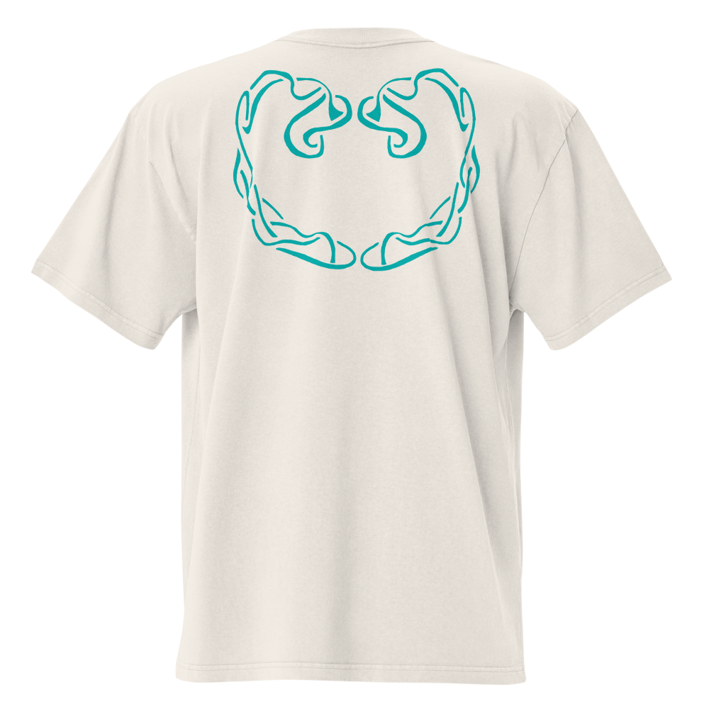 Teal Heart on Cream