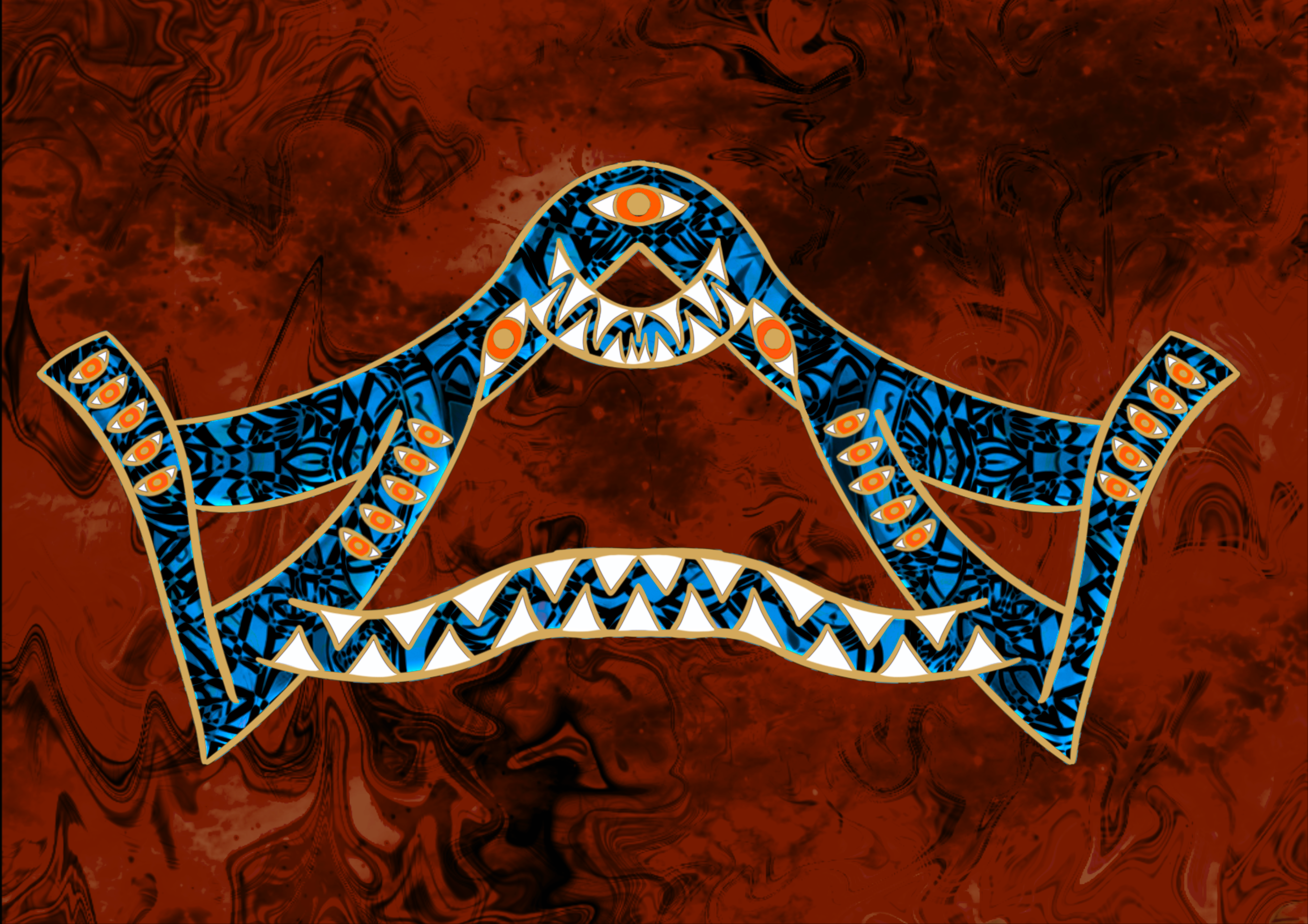 Open Mouth Crown, Red Ground